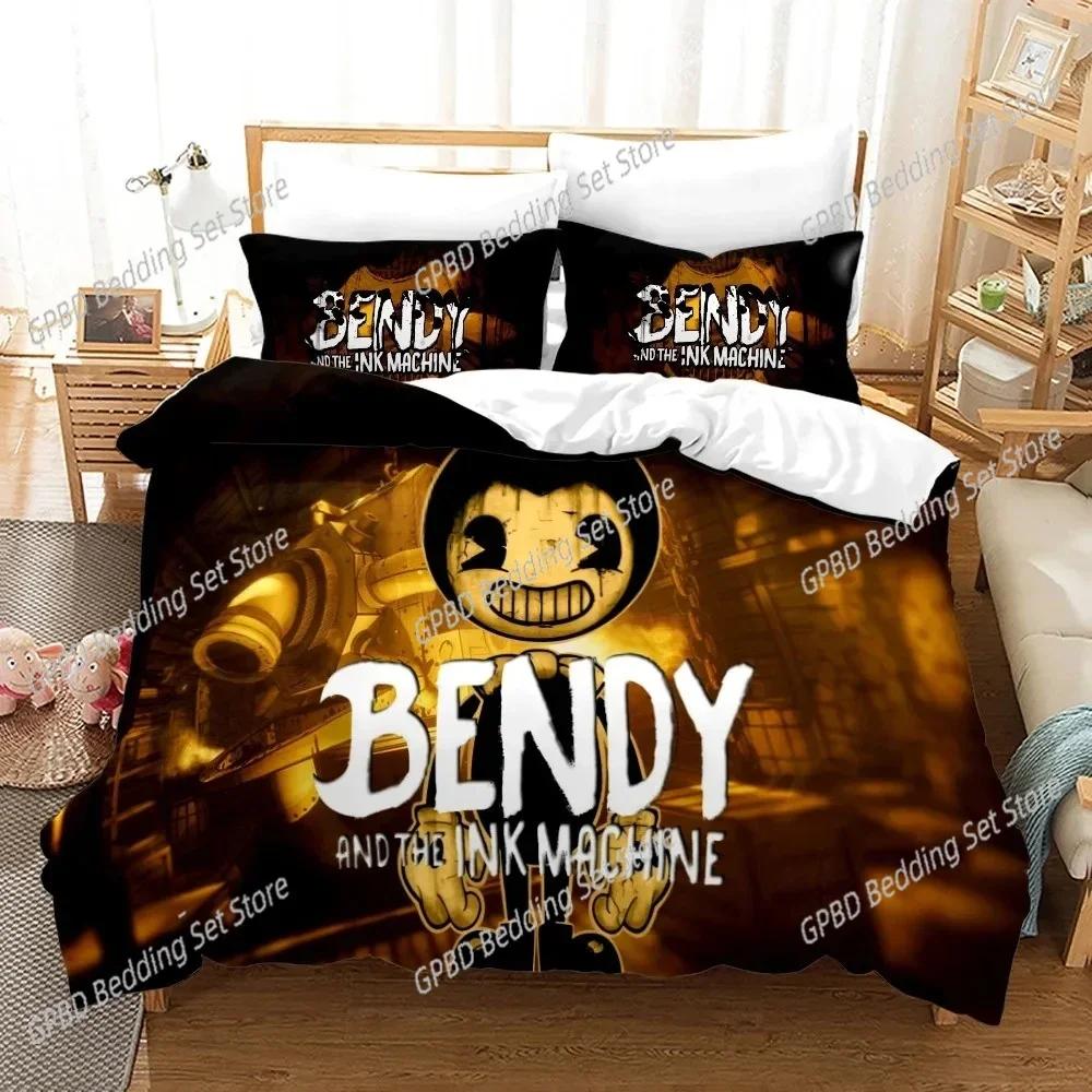 Bendy N Ink Machine 3D НОВЫЙ Пододеяльник Наволочка Комплект Постельного Белья Взрослый Мальчик Девочка Украшение Спальни Детский Односпальный Двуспальный Большой