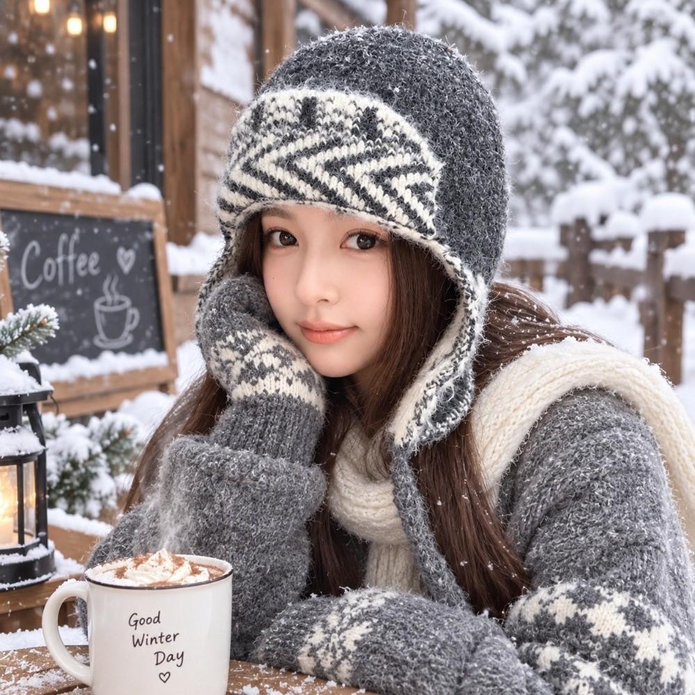 56см-58см Толстая теплая шапка-ушанка с узором Fair Isle Зимняя вязаная шапка Для женщин