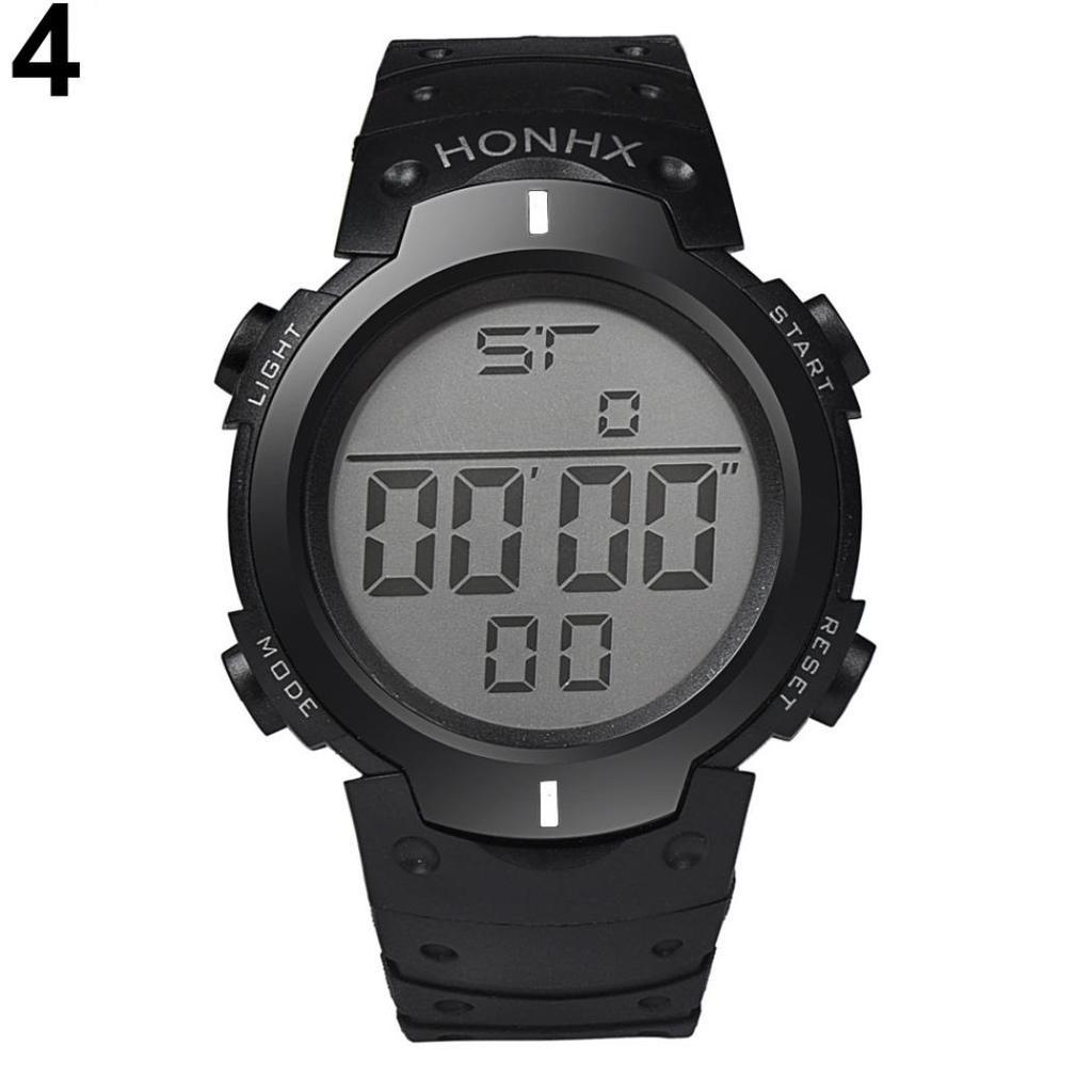 HONHX мужские спортивные часы повседневные для взрослых студентов круглый экран светодиодная подсветка водостойкие наручные часы