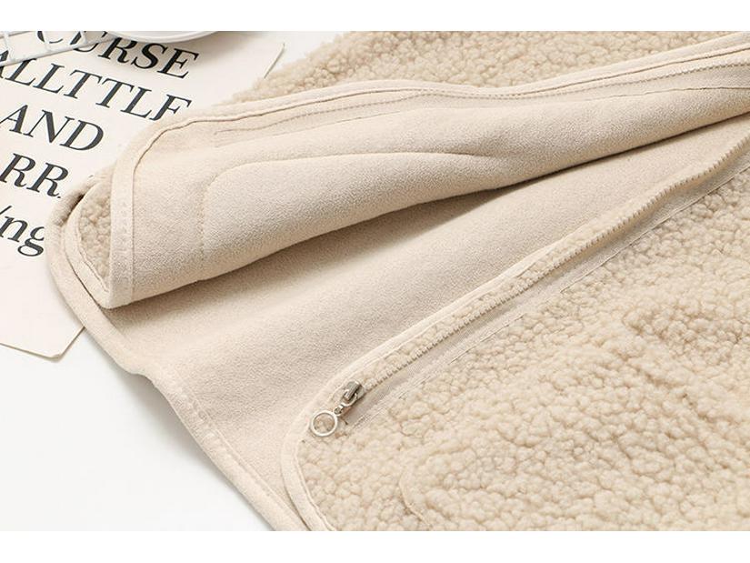 Женский жилет из овечьей шерсти на молнии, осенне-зимний - утолщенный меховой жилет