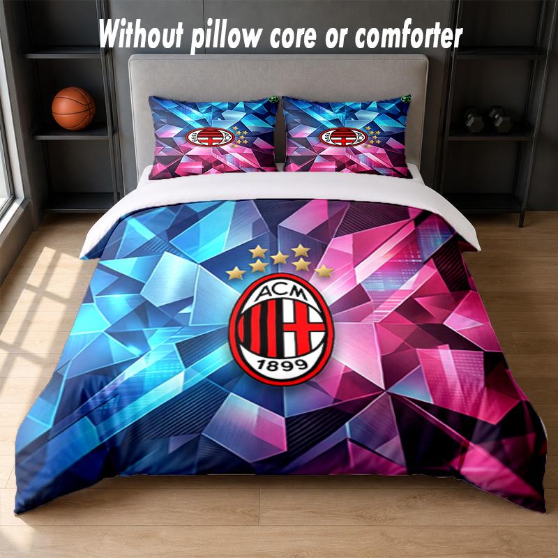 AC Milan Design Bed Bedding Set 1 Duvet Cover + 2 Pillowcases Soft Breathable Household Bed Linens