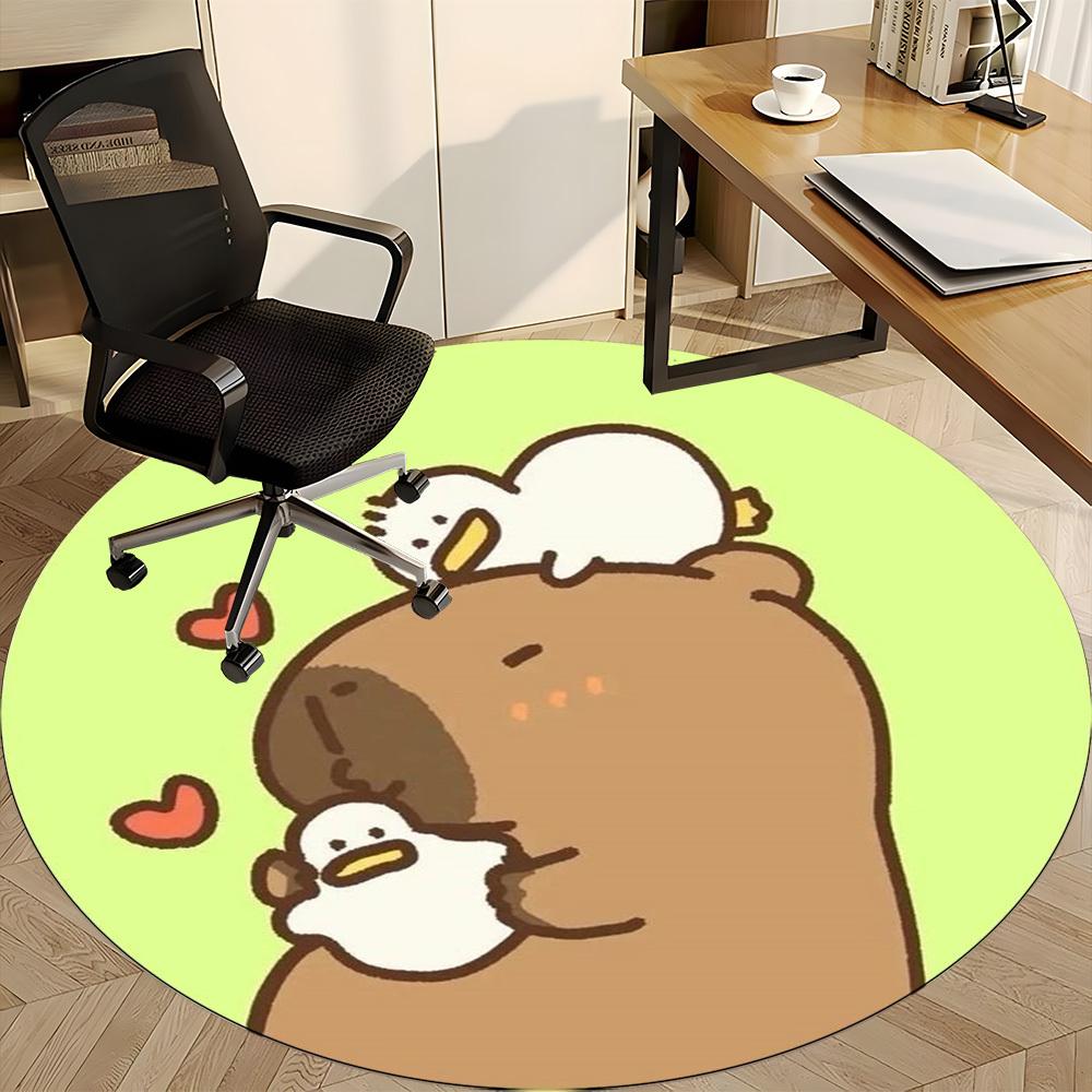 1pc Capybara Print Chair Carpet for Office, Soft Flannel Throw Mat, Perfect for Office,Holiday Party Decoration Choice yy251113174