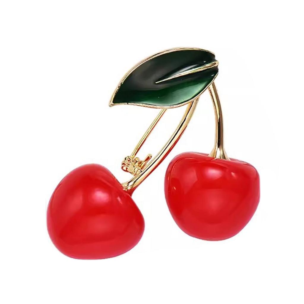 Exquisite Cherry Brooch Cherry Brooch Fun Clothing Jewelry Unique Badges Alloy Texture Suitable for Theme Event