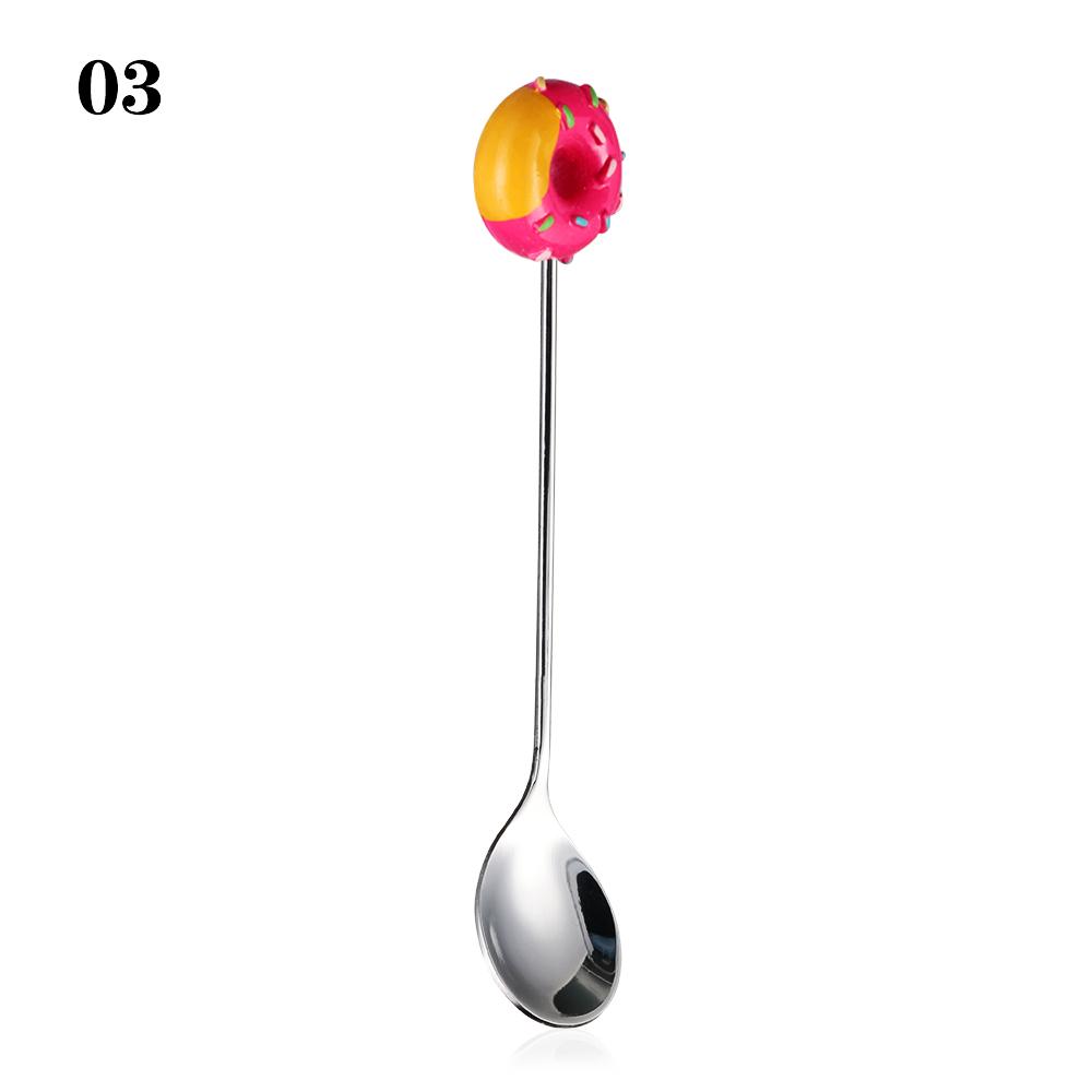 Mini Donut Cute Stainless Steel Doughnut Dessert Spoon Fork Coffee Ice Dinnerware Tablewa Cream Candy Kitchen Flatware Baby Kids
