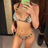 S-XL Bling Diamond Leopard Бикини Женский купальник Женский купальник из двух частей Комплект бикини с лямкой на шее Купальник Купальный костюм Плавание