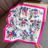 Korean Floral Print Silk Square Scarfs 70cm Women Summer Headscarf Female Neckerchief Decorate Neck Ties Lady Hijab Neck Scarf