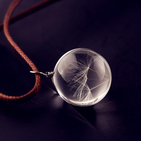 Стильное стеклянное ожерелье из одуванчика, автомобильный шар, подвеска, подвесное украшение для интерьера