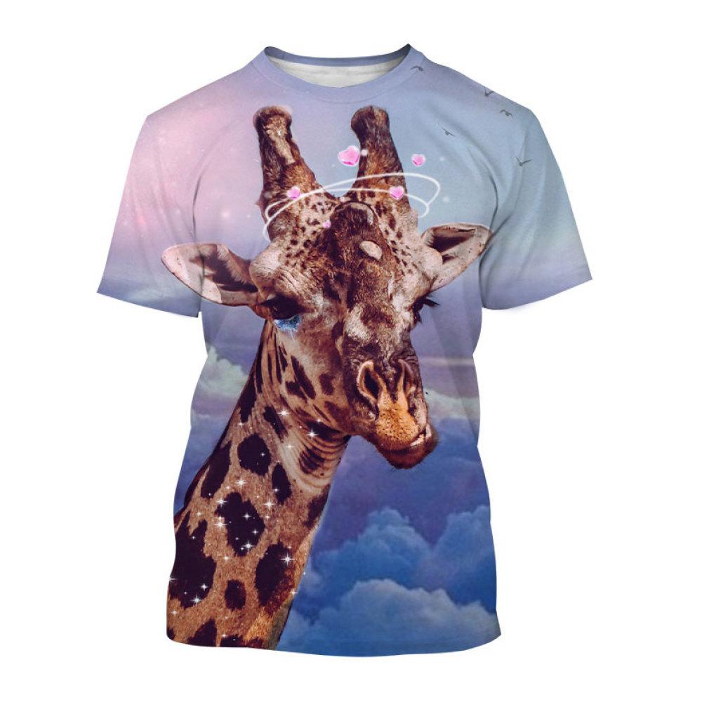 Fashion Funny Cartoon Animal Giraffe Graphic T Shirts For Men Summer Trend Casual Cute Harajuku Printed Round Neck Short Sleeve