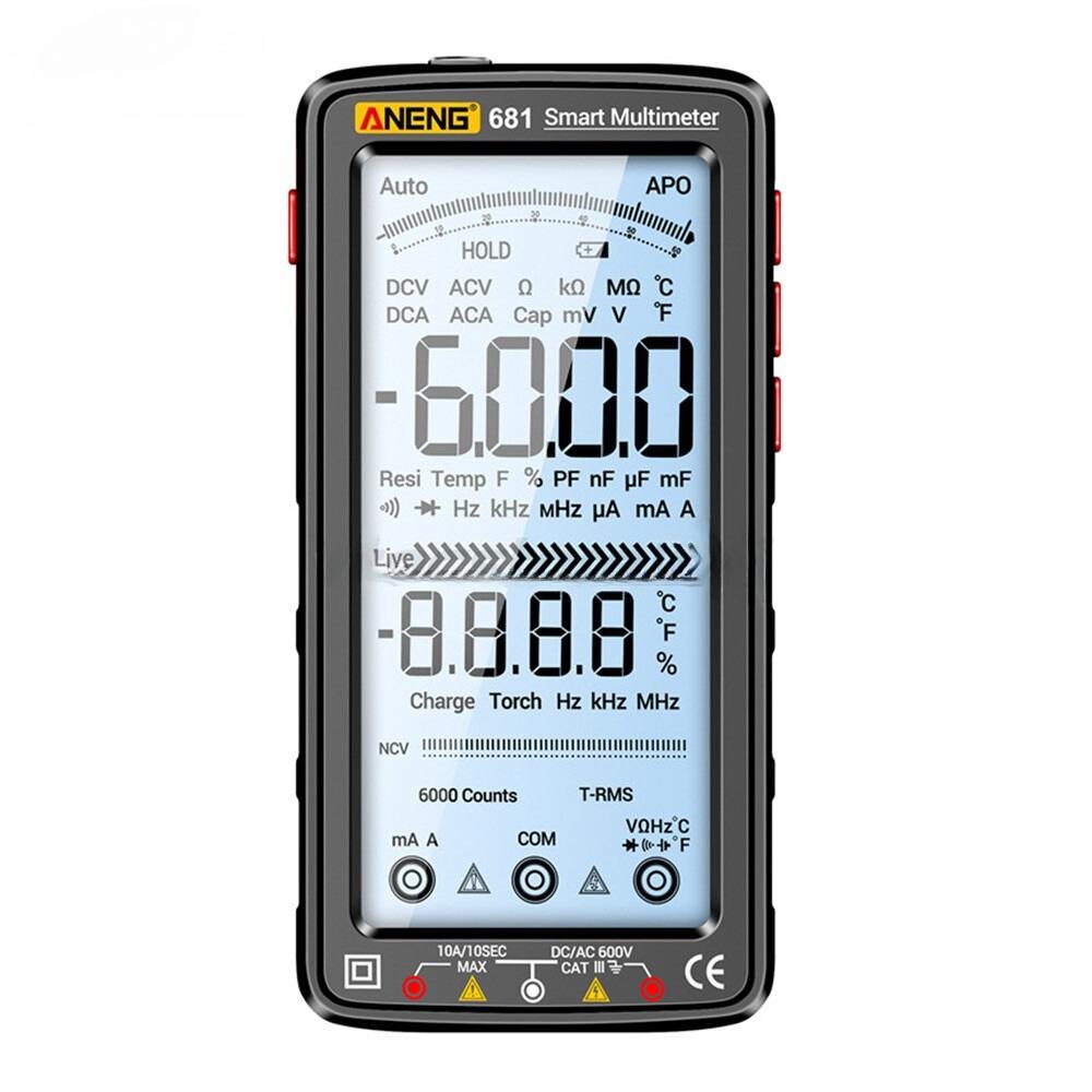 Professional Portable Multimeter Intelligent 6000 Counts NCV-Tester LCD Digital Display DCV ACV Resistance Temperature Measurement Burnproof for Home