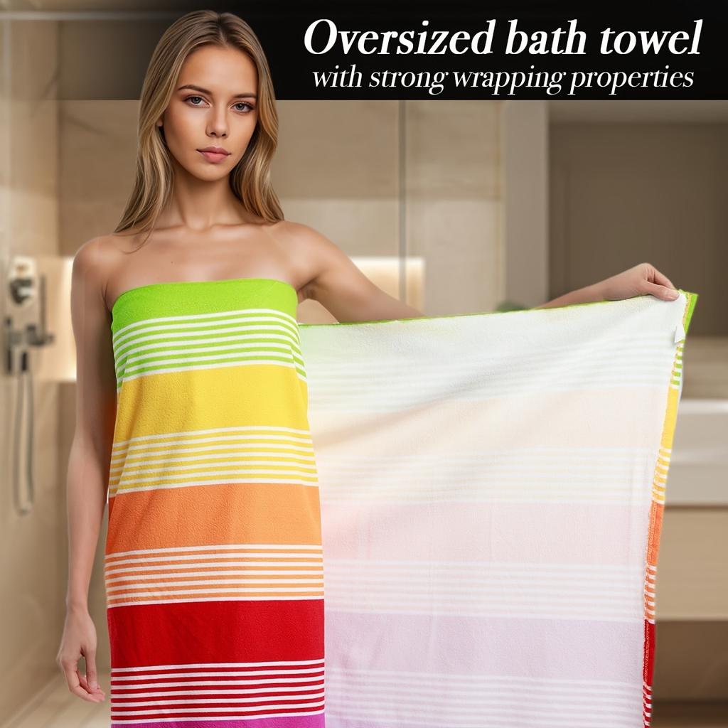 90*170 Cm Oversized Rainbow Stripe Beach Towel - Soft, Absorbent, Versatile Towel with A Strong Wrap for The Beach and Pool - Tropical Style