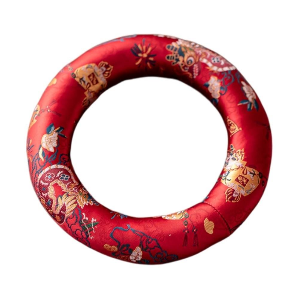 Donut Shape Singing Bowl Mat Nepalese Wooden Fish Coaster Sound Copper Out Mat  Meditation