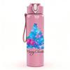 1PC Watercolor Christmas Tree Art 750ml Color Plastic Sports Water Bottle Leakproof Flip Straw Lid Suitable for Sports Office Home Use