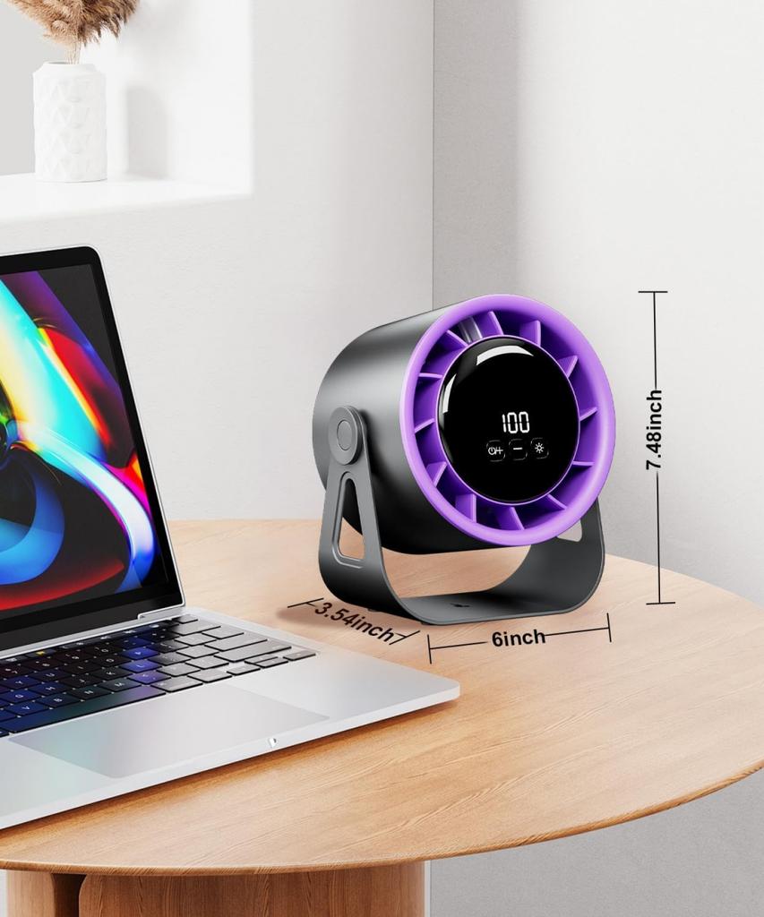 Безлопастной вентилятор 100 скоростей, USB, портативный, тихий, настольный, с цифровым дисплеем, высокоскоростное охлаждение для офиса, дома