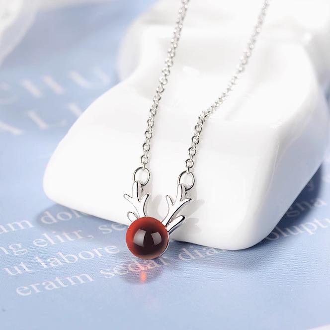 Милое ожерелье с рогами оленя в корейском стиле для женщин - Универсальная ключичная цепочка в стиле мори