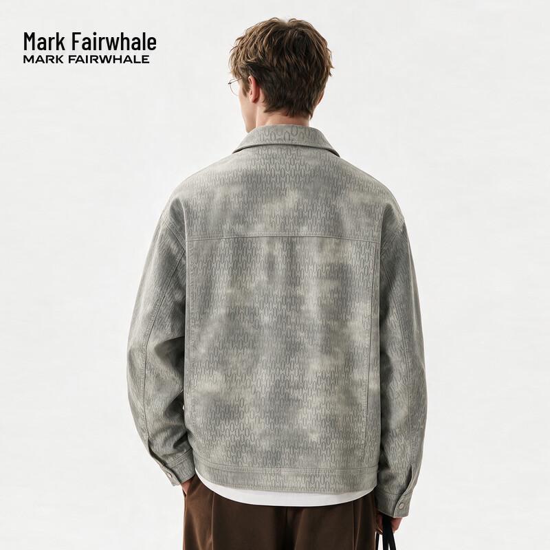 MARK FAIRWHALE Men's Vintage Stand Collar PU Leather Moto Jacket