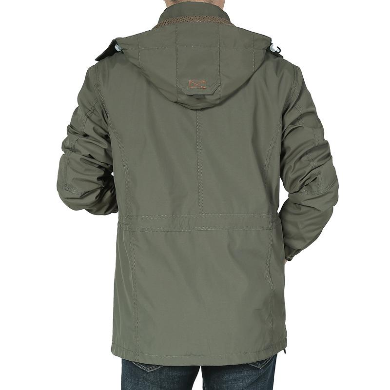 Jacket Men's Medium and Long Casual Outdoor Hooded Large Size Jacket Men's Jacket Spring and Autumn Clothing