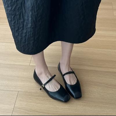 Версия из овчины~ Французские кожаные туфли-лодочки, женственные туфли Мэри Джейн с квадратным носком, женские кожаные туфли-лодочки с бантом и неглубоким носком