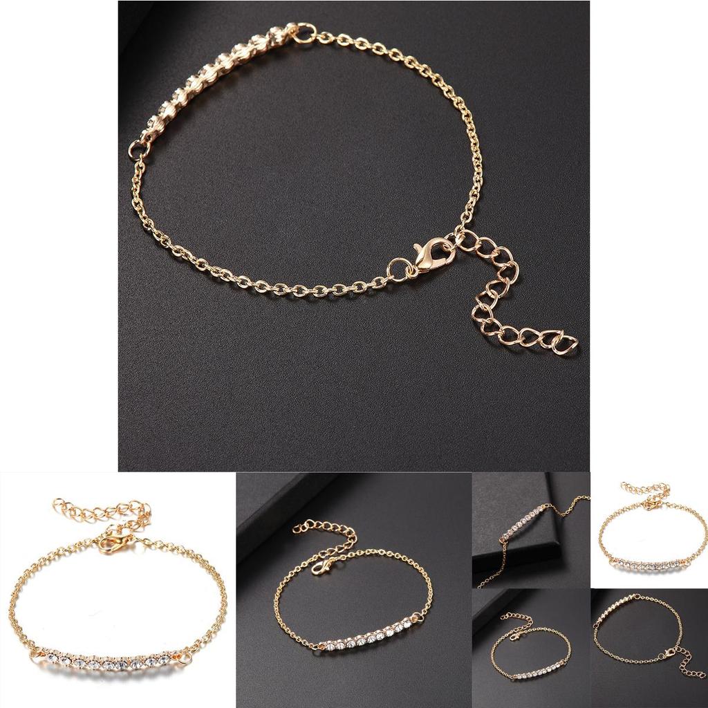 Stylish Women's Rhinestone Bracelet With Gold Plated Chain And Classic Look