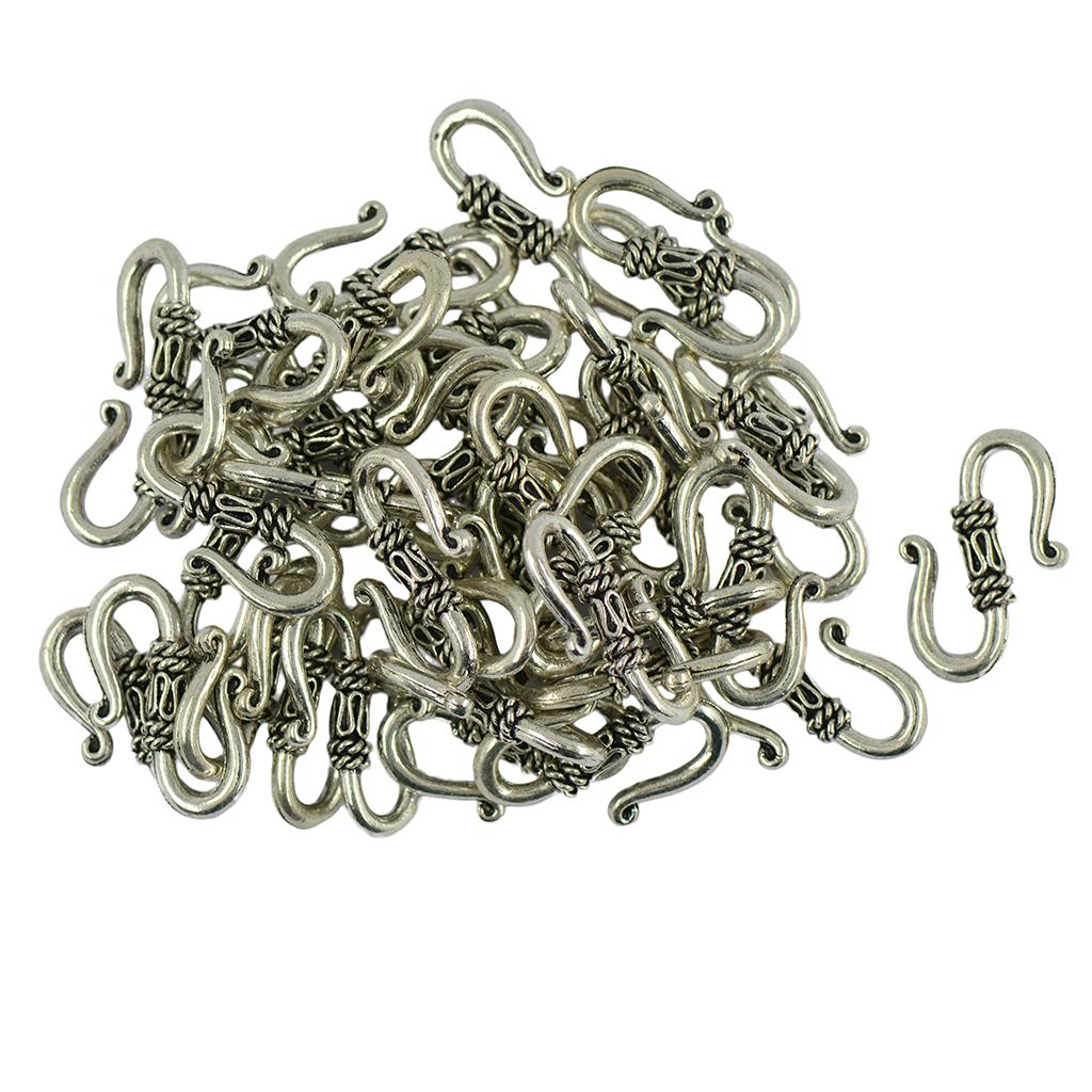 50 шт тибетское серебро S-образная застежка-крючок ожерелья для изготовления ювелирных изделий 21 x 14 мм