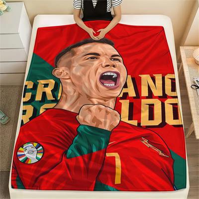 1 шт. Фланелевое одеяло с принтом CR7, Высококачественное, Для всех сезонов, Декор для дома, Тепло и уют, Идеально для рождественских подарков