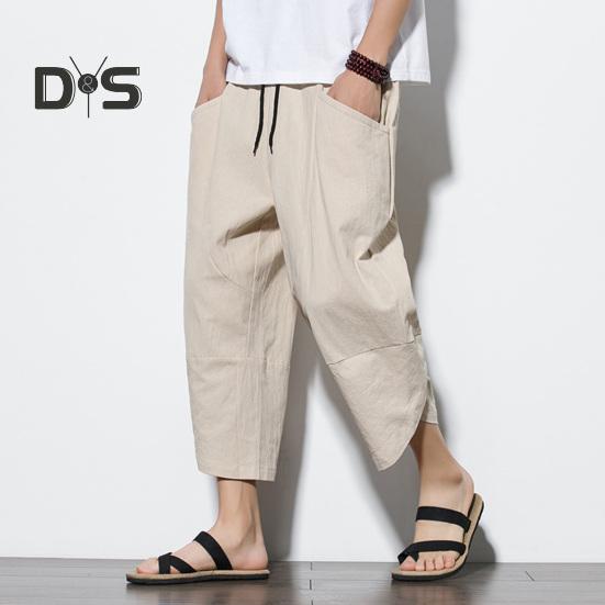 Дышащие мужские летние брюки, однотонные шикарные повседневные мужские летние брюки