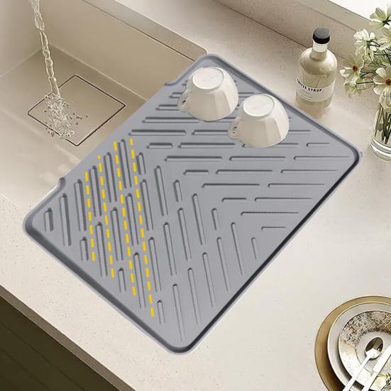 Силиконовый коврик для слива Водоотводящий коврик для кухонной раковины с наклонной конструкцией Термостойкая подставка для слива Поддон для сушки посуды Коврик для слива с циркуляцией воздуха