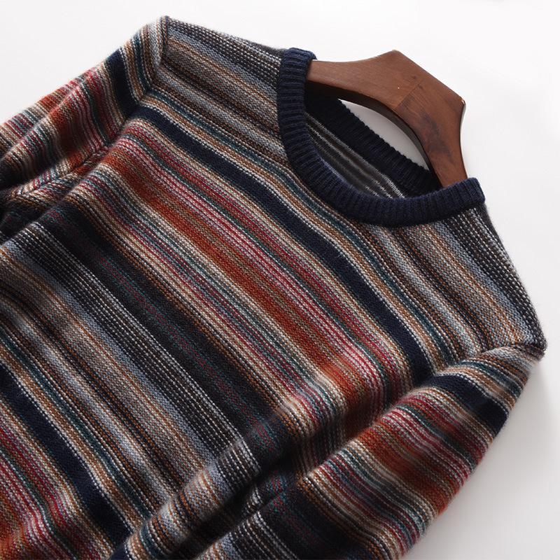 Men's Retro Striped Cashmere Sweater - 2022 Autumn/Winter Collection