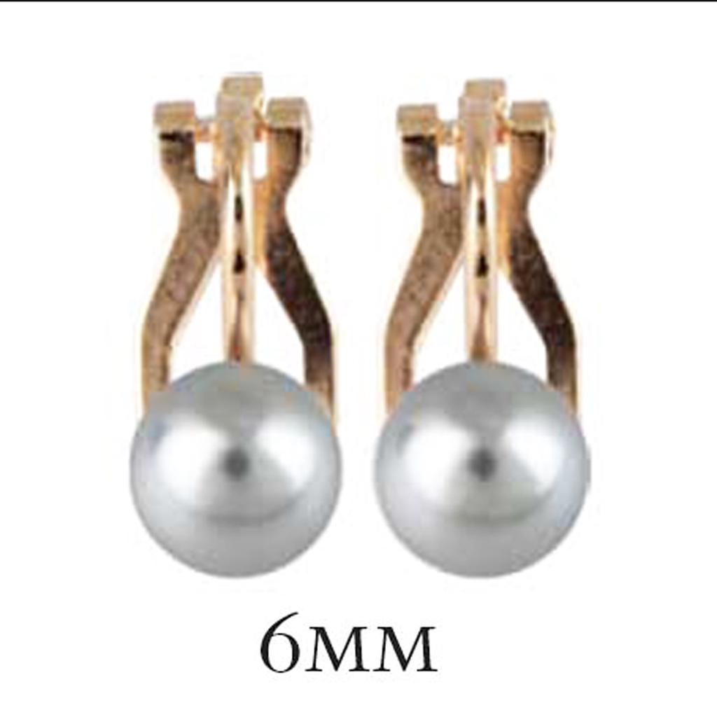 Les Trésors De Lily [M7057] - Gray 'Pearl' Gold Plated Clips - 6 Mm