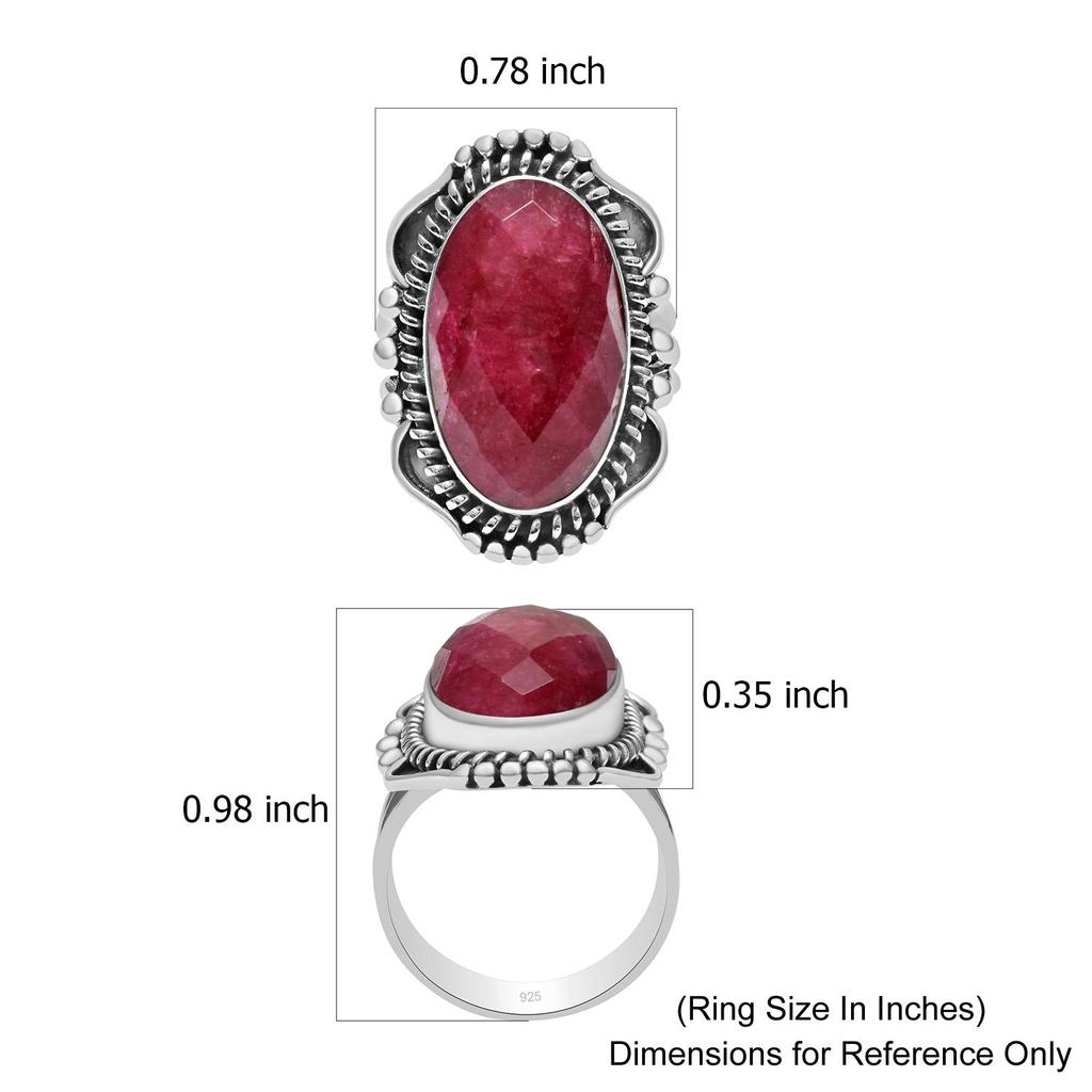 Natural Ruby Gemstone 925 Sterling Silver Trio Shank Beaded Ring For Women & Girls