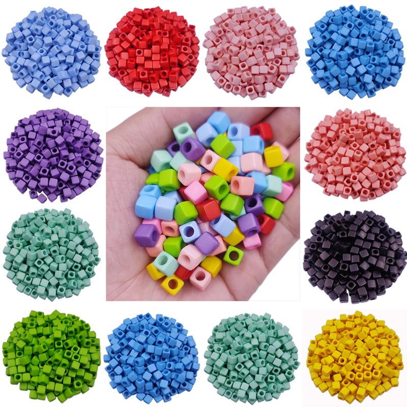 Творческие 40 шт 7 мм DIY квадратные свободные бусины подвески ожерелье браслет конфетный цвет для изготовления ювелирных изделий