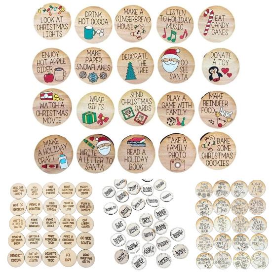 20 шт./компл. жетоны обратного отсчета на Рождество «Что делать» с буквенным принтом праздничное украшение Рождественский пришествие деревянные монеты комплект дисков