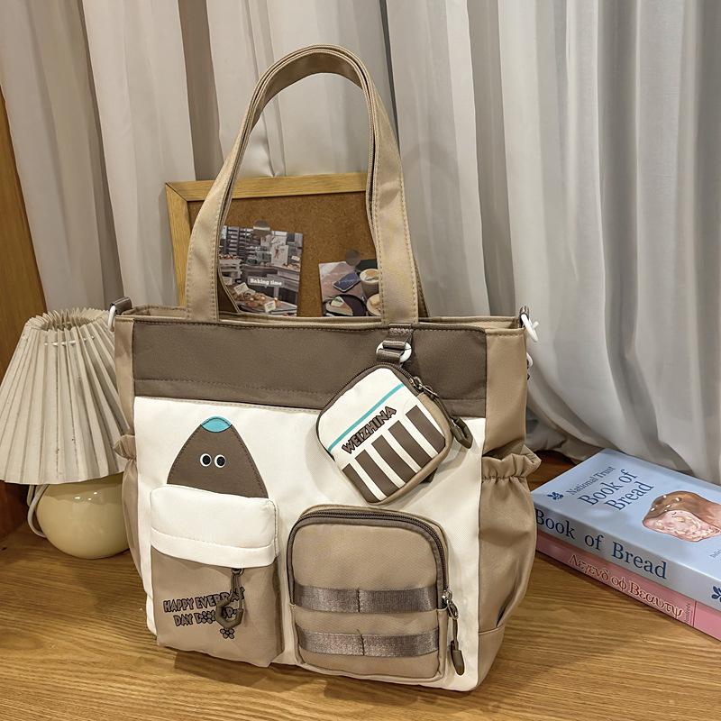 Сумка-тоут кроссбоди в корейском стиле с цветными блоками большой вместимости для студентов