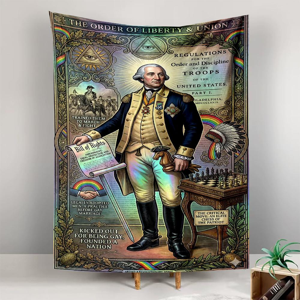 George Washington Rainbow Illustration History Printed Tapestry for Living Room Dorm Decor