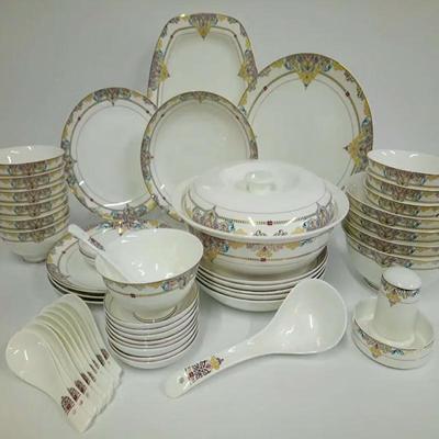 Набор столовой посуды из костяного фарфора TangQinhaoyi, 50 предметов