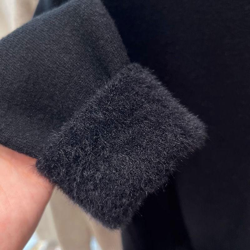 Винтажный флисовый утолщенный свитер с высоким воротом, женский, осень-зима, однотонный, модный, теплый, интегрированный, бархатный, внутренний, пуловер, базовые топы