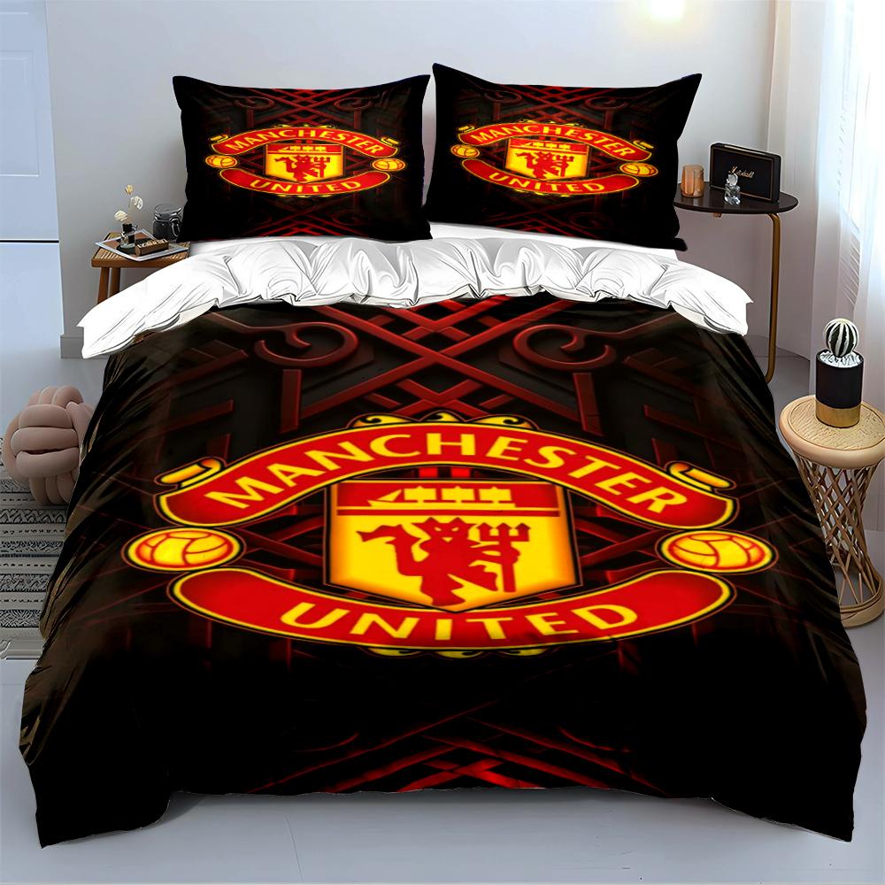 Manchester United Logo Bedding Bedding Duvet Cover Set Duvet Cover Pillowcases Home Decor (1 * Duvet Cover 2 * Pillowcases, without duvet insert)