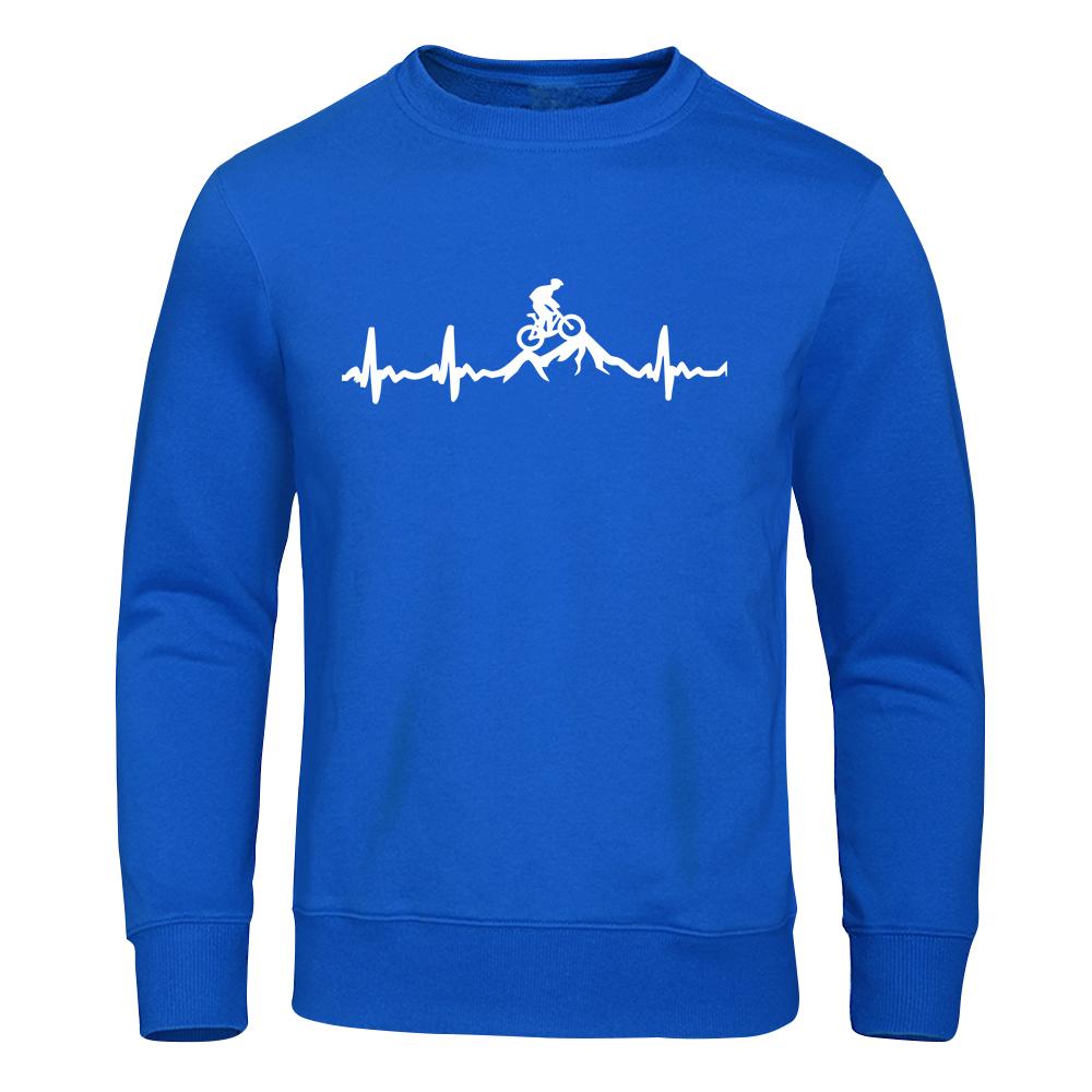 Велосипедный альпинизм Электрокардиограмма Мужские толстовки Осенние толстовки большого размера Повседневная толстовка с капюшоном Свободный мягкий унисекс Топ