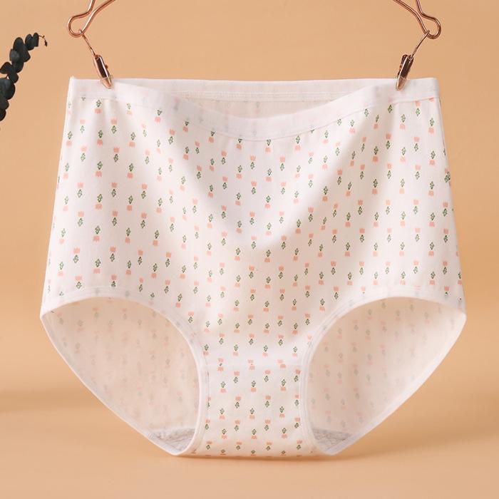 Нижнее белье больших размеров из зеленого хлопка с цветочным принтом – трусы в стиле тети