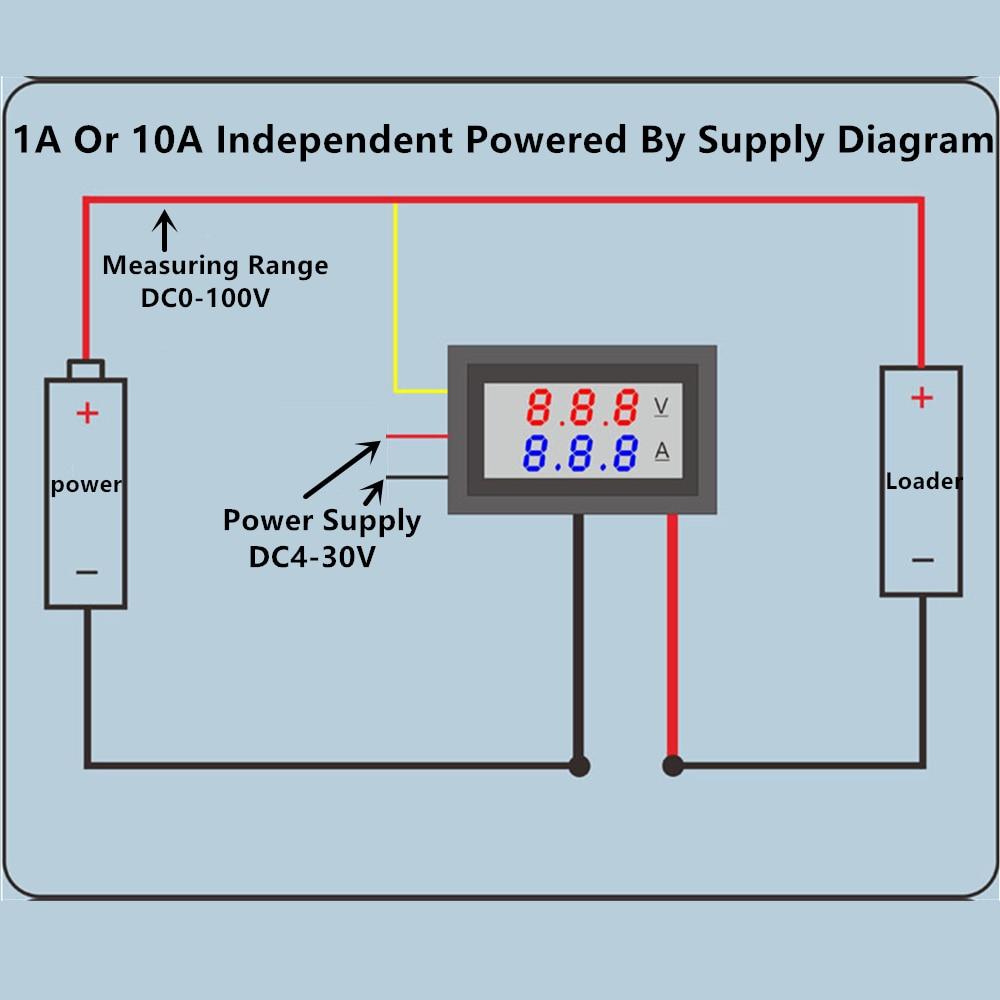 DC 100V 10A Вольтметр Амперметр Синий + Красный Светодиодный Усилитель Двойной Цифровой Вольтметр