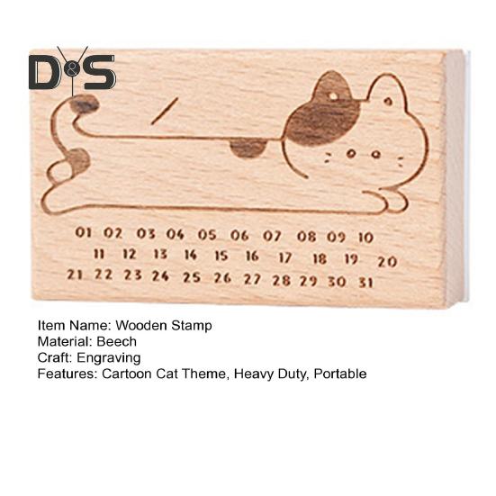 Cartoon Cat Planner Stamp DIY Scrapbooking Weekly Monthly Schedule Planning Time Clock Calendar Daily To-do-list Decorative Wooden Stamp Blocks