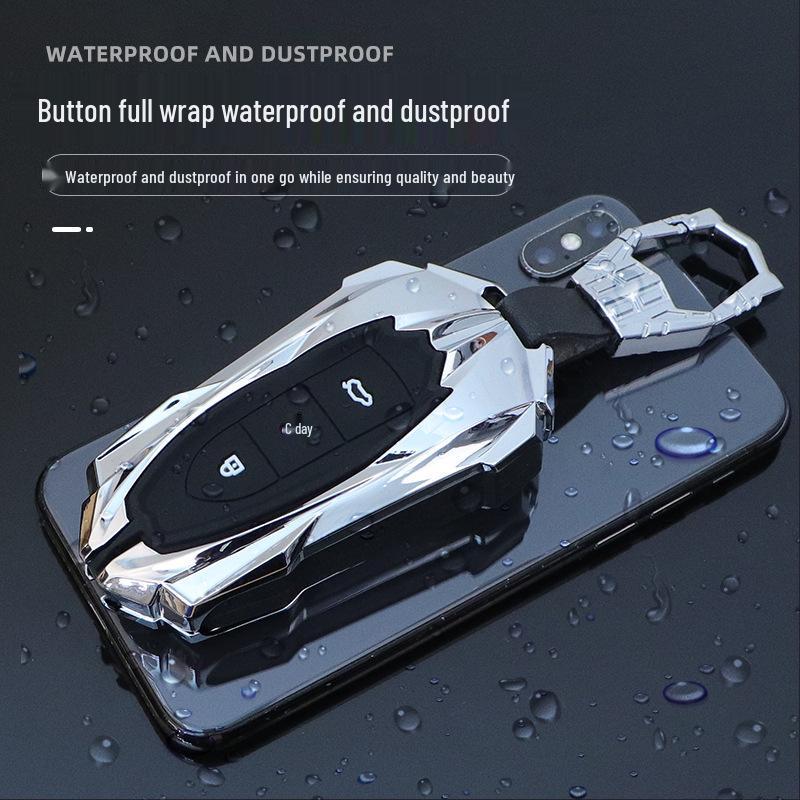 Чехол для ключа автомобиля Zotye T500: Стильный металлический корпус для ключа для моделей SR7/SR9/T700/T600 – Унисекс