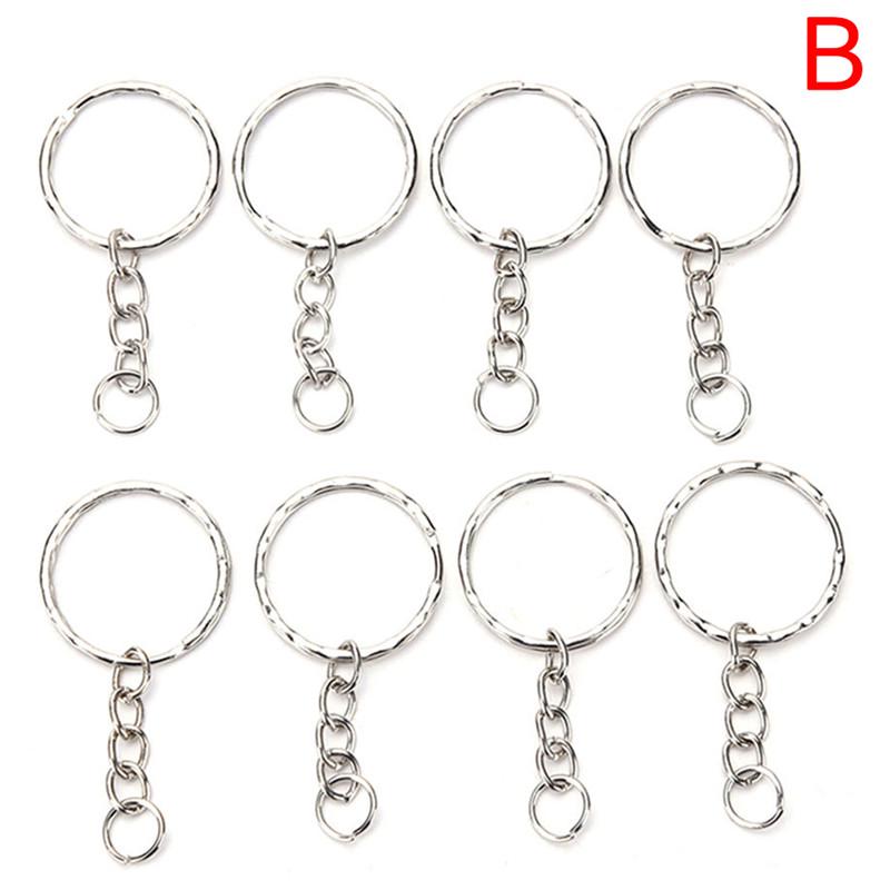 50Pcs Diy Polished Silver Key Rings Key Chain Split Ring Short Jewelry Findings