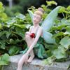 Flower Fairy Figurine Painted Sitting Fairy Statue Garden Fairy Sculpture for Indoor Outdoor Planter Bonsai Decoration