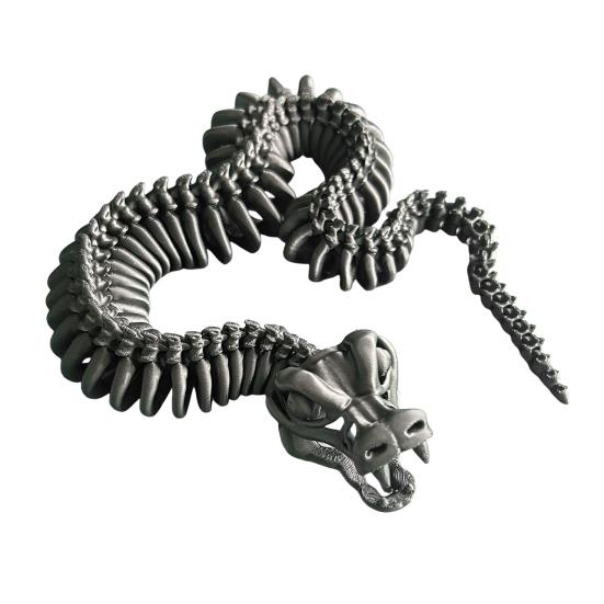 3D Printed Skeleton Snake Figurine Movable Joints Skeleton Snake Figure Articulated Animal Model Toy Home Office Bookshelf Desktop Decoration Ornament