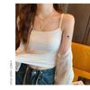 Весна и лето Чистый хлопок с нагрудной подкладкой Один маленький белый топ на бретельках для женщин с облегающей верхней одеждой Длинный жилет для женщин