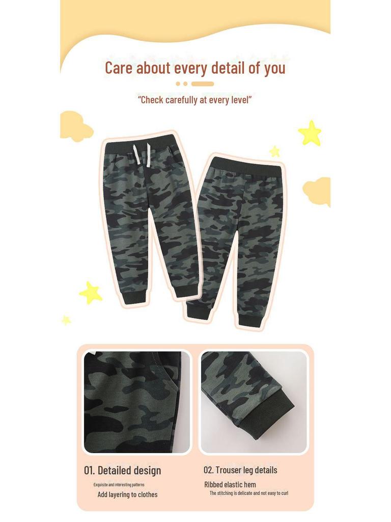Осенние новые детские камуфляжные спортивные брюки с карманами - модные брюки в европейском и американском стиле для детей