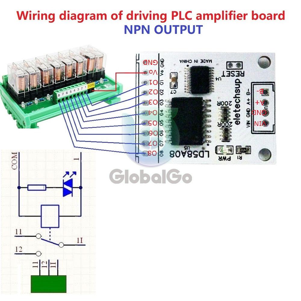 8ch RS485 Modbus RTU DO/PWM Output Multifunction MOS Driver Board for Multilayer Signal Lights LED Relay Solenoid Valves Motor
