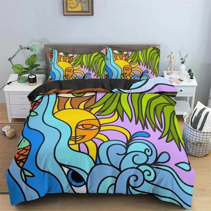Abstract Human Face Mystic Artwork Graffiti 3D Duvet Cover Bedding Set Comforter Linen Pillowcases Home Decor Single Double Twin