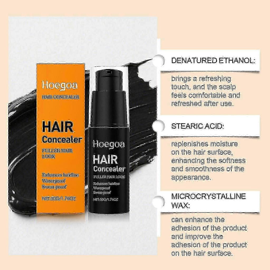 Men's Waterproof Sweat-resistant Hair Concealer: Full Coverage Cream For Hairfillup, Hairline Scalp - 50g