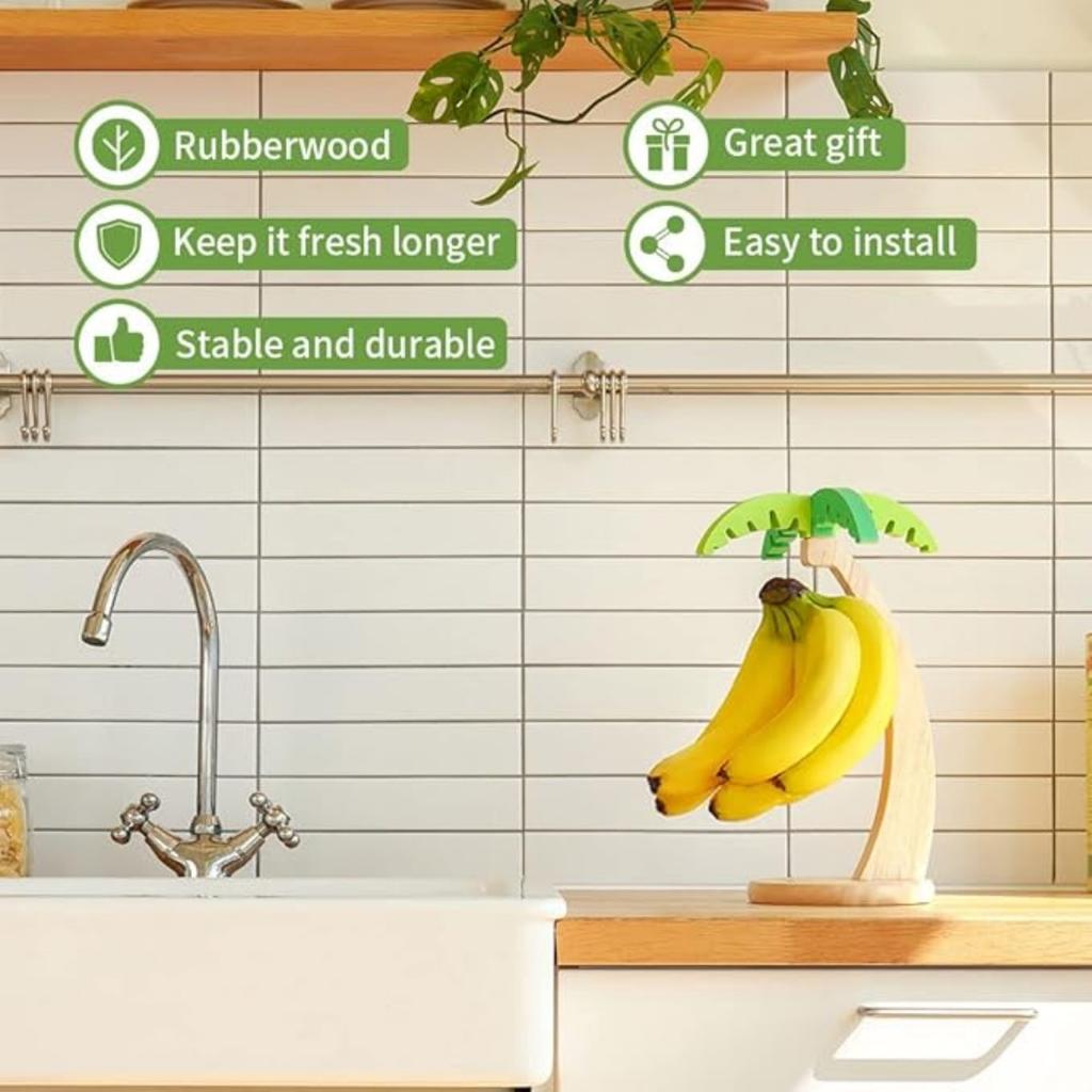 Banana Holder - Banana Hanger Tree with Stainless Steel Hook for Kitchen Countertop